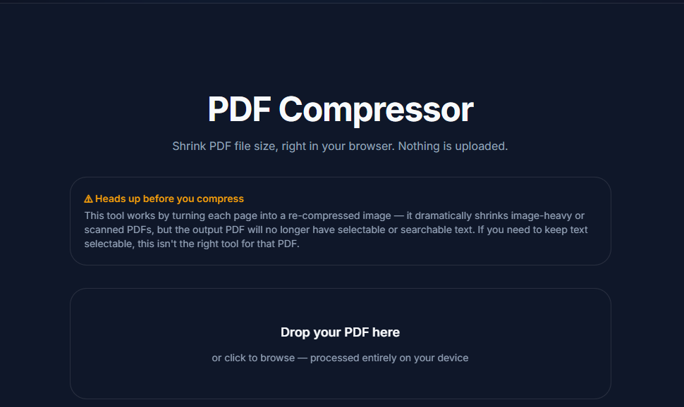 PDF Compressor tool interface preview